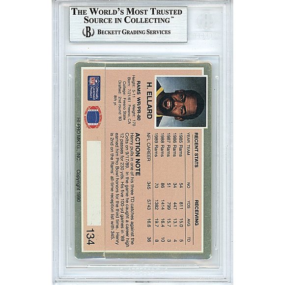 Henry Ellard Signed LA Rams 1990 Action Packed Football Card Beckett Autographed - Picture 3 of 5